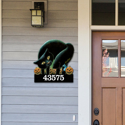 Designocracy Black Cat House Number Plaque By Laura Seeley Door